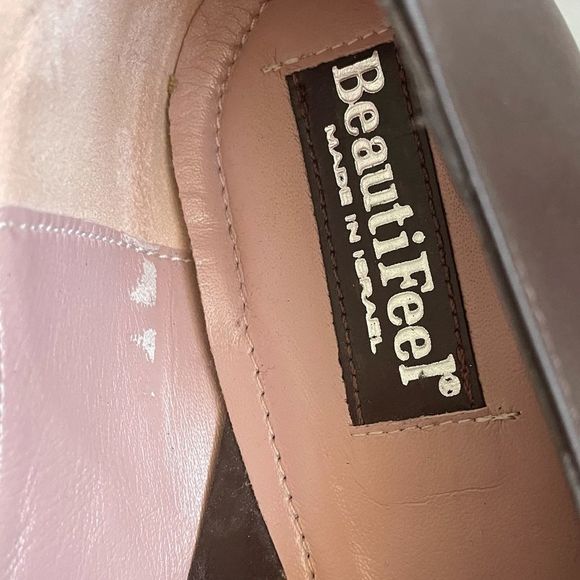 BEAUTIFEEL Leather Slip On Shoes With Small Heel Side Buttons Brown Burgundy 39 - Picture 11 of 11